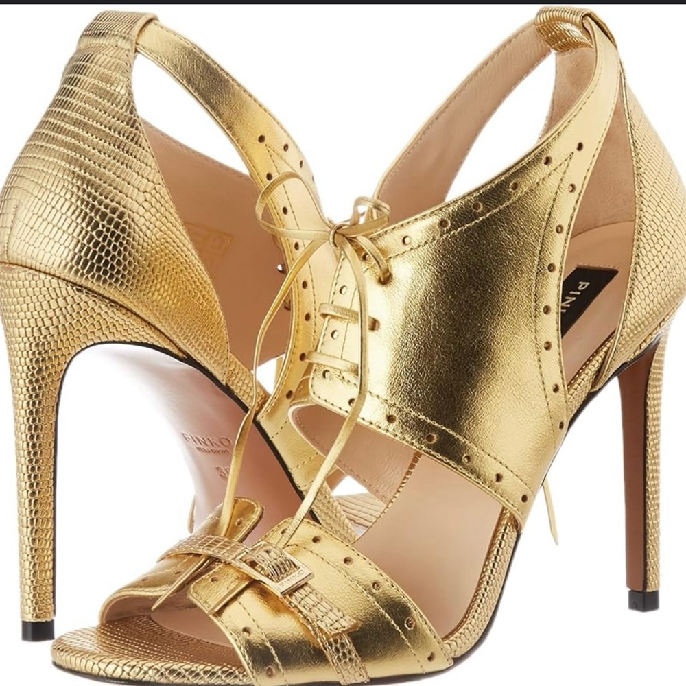 Brand new pinko beautiful gold heels